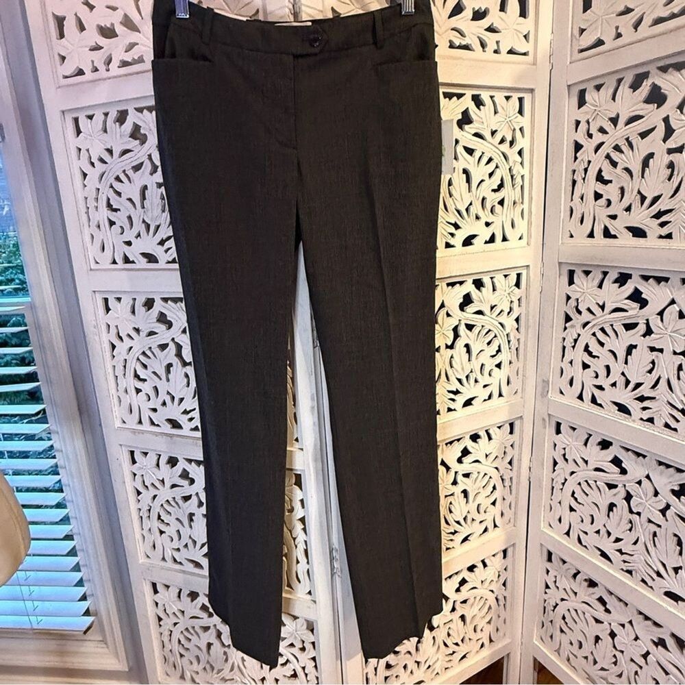 NWT Calvin Klein Charcoal Straight Leg Pants Sz 4 small checkered pattern